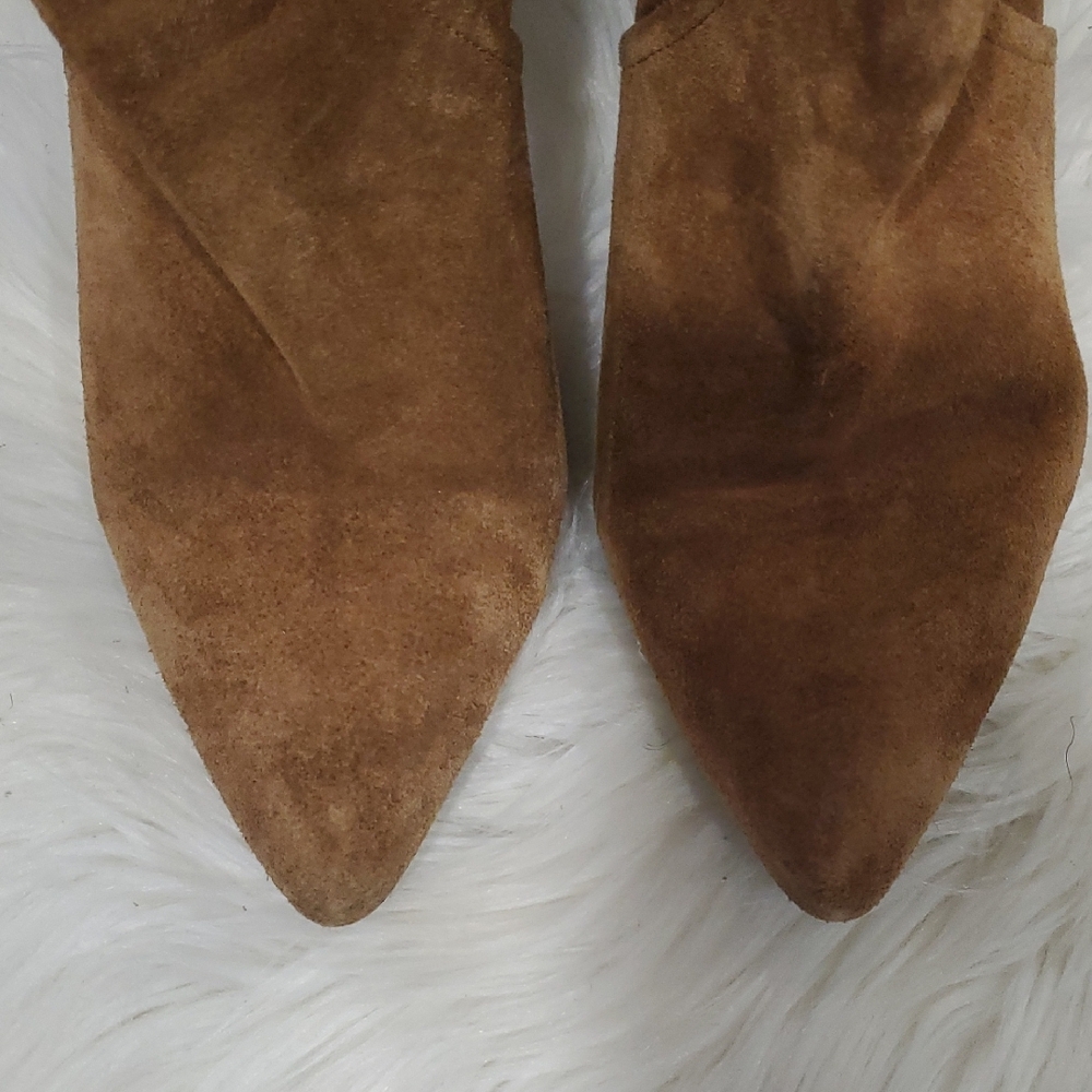 Pure Navy Chic Tan Suede Heeled Boots - Picture 3 of 15
